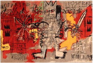 Red Color Modern Basquiat Inspired Art Area Rug 70955 by Nazmiyal Antique Rugs