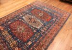 Side Of Blue Background Antique Persian Heriz Rug 70934 by Nazmiyal Antique Rugs