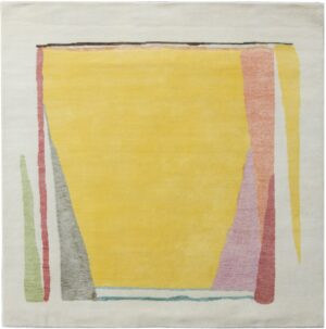 Square Yellow Abstract Mid Century Modern Rug 60766 by Nazmiyal Antique Rugs