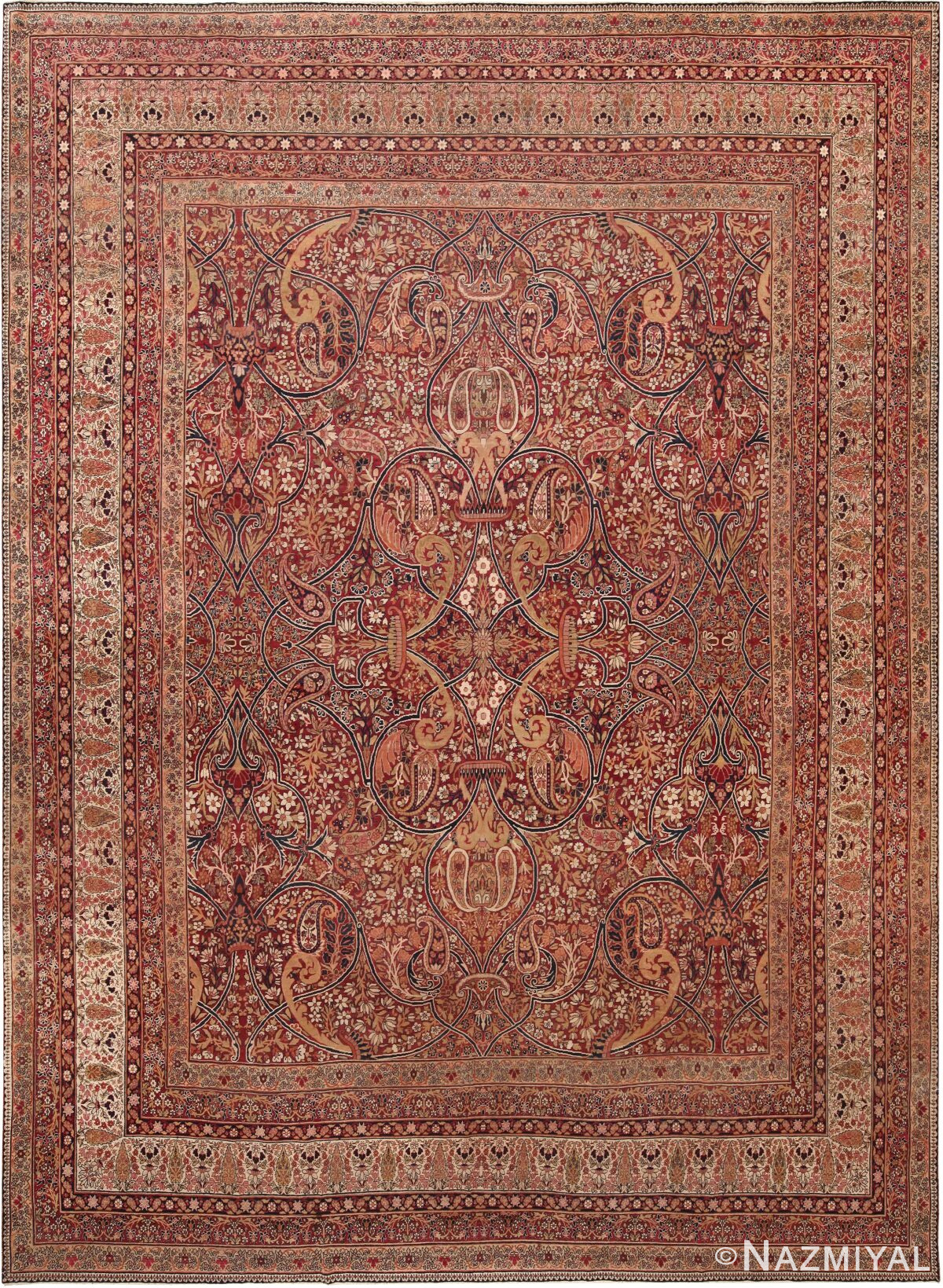 Antique Persian Kerman Area Rug 70928 by Nazmiyal Antique Rugs