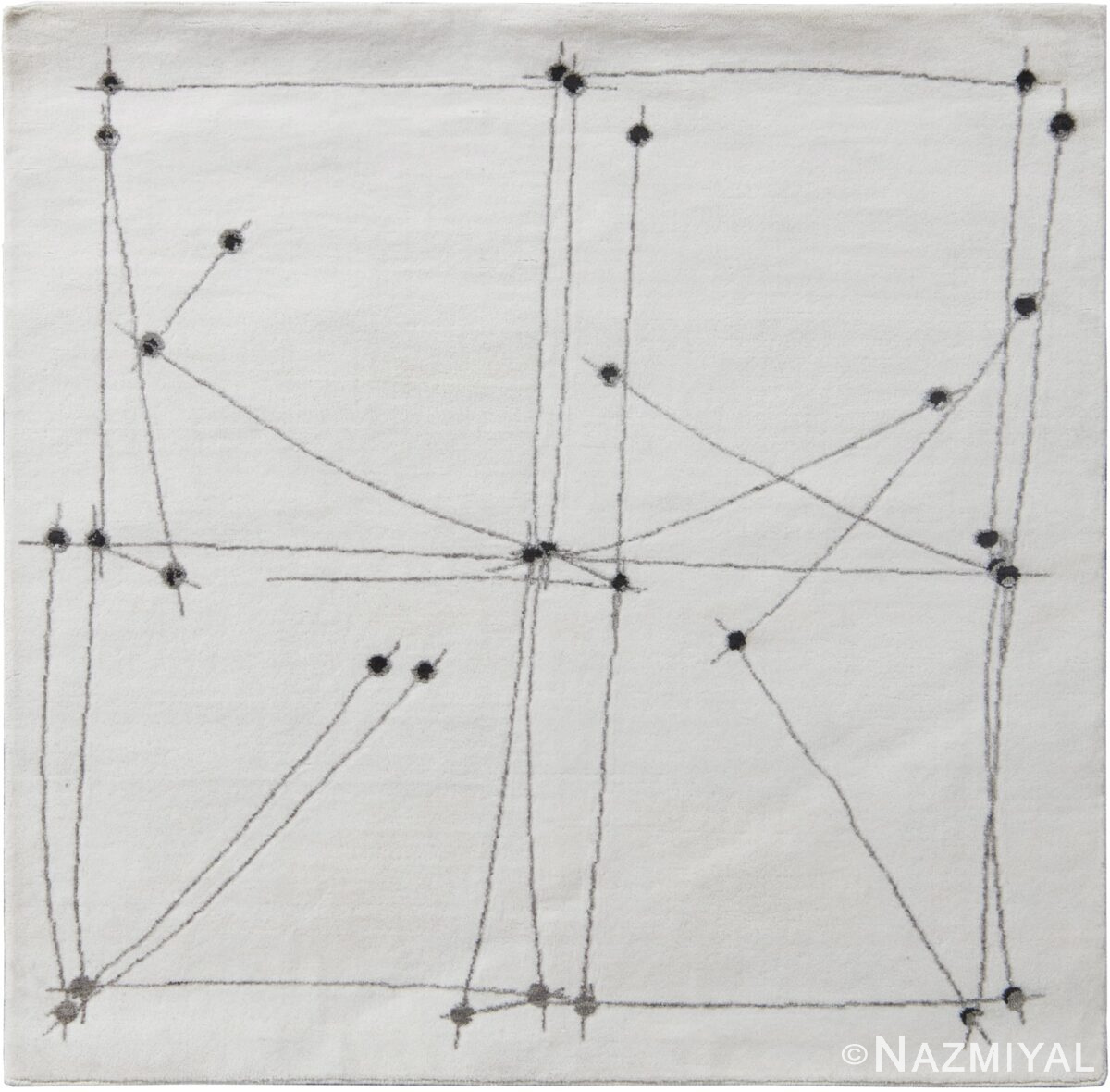 Decorative White Mid Century Modern Rug 60768 by Nazmiyal Antique Rugs