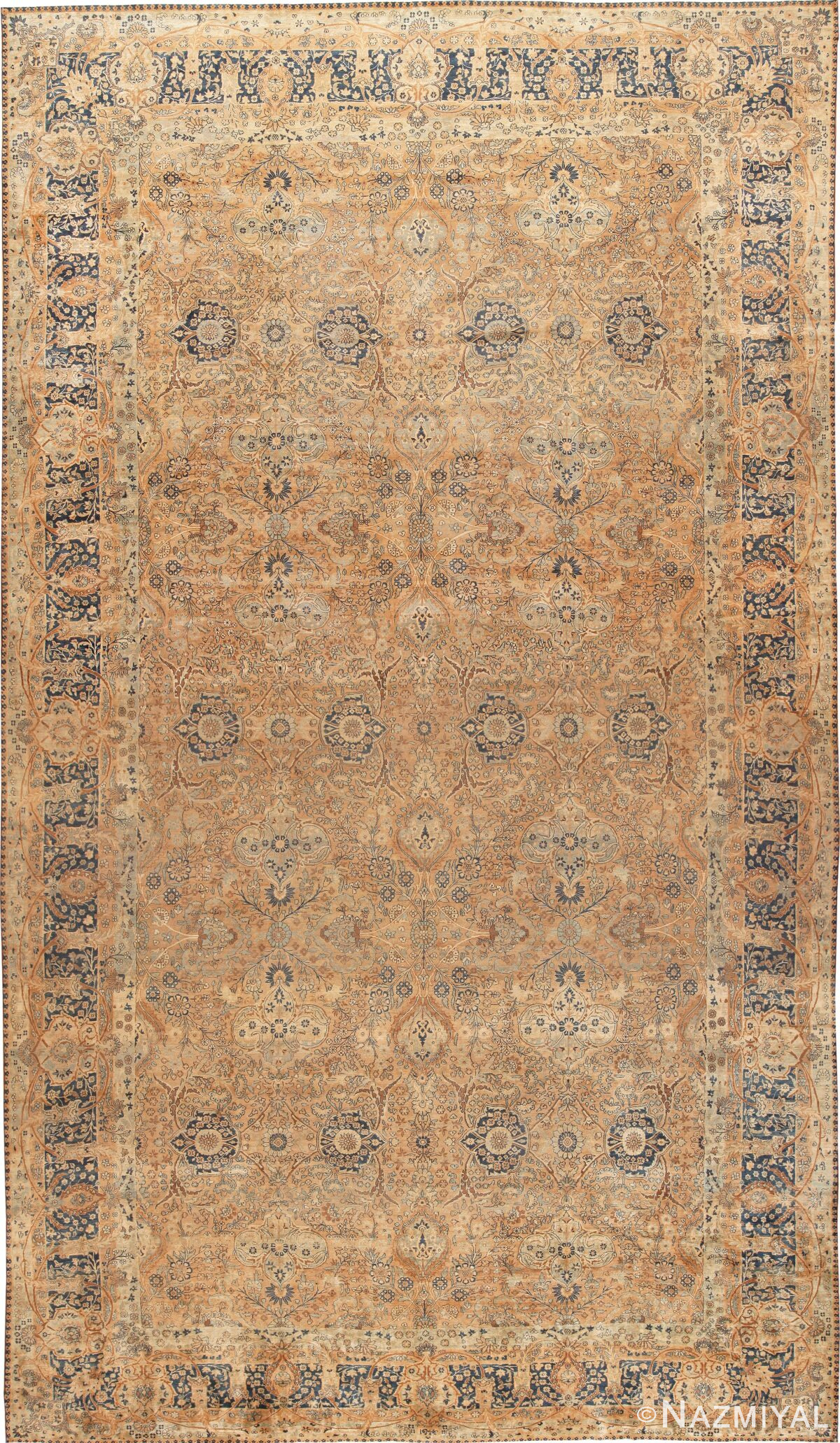 Oversized Floral Antique Persian Kerman Rug 70936 by Nazmiyal Antique Rugs