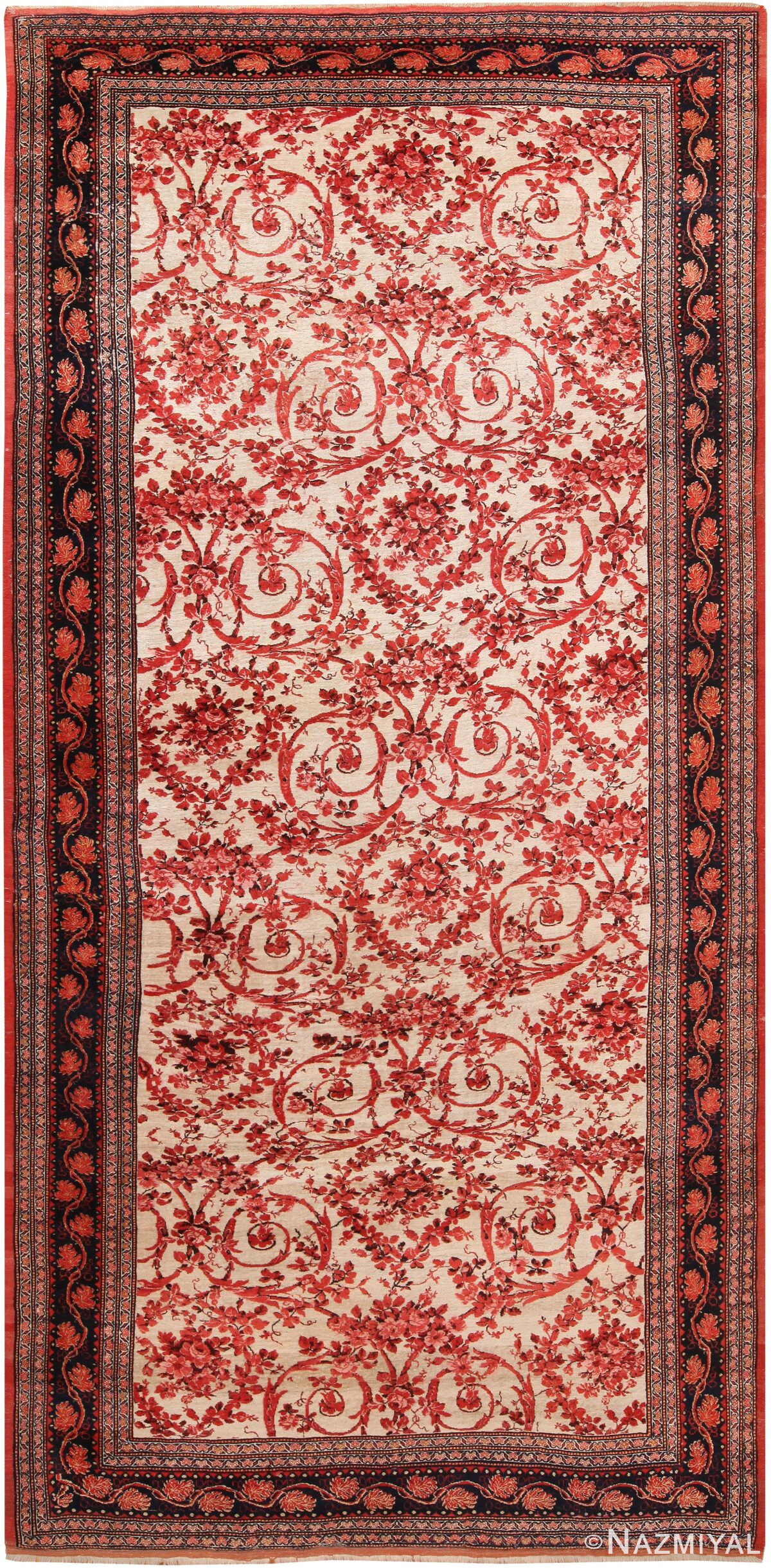Ivory Background Antique Persian Halavai Bidjar Rug 70663 by Nazmiyal Antique Rugs