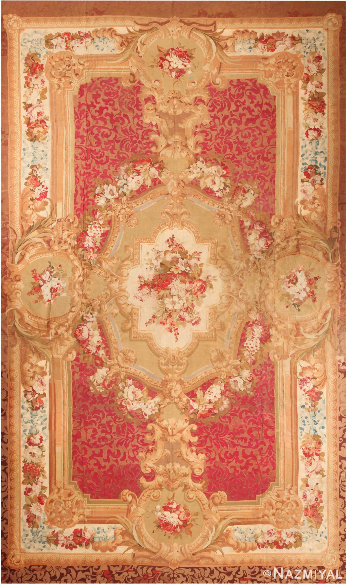 Oversized Antique French Aubusson Rug 70926 by Nazmiyal Antique Rugs