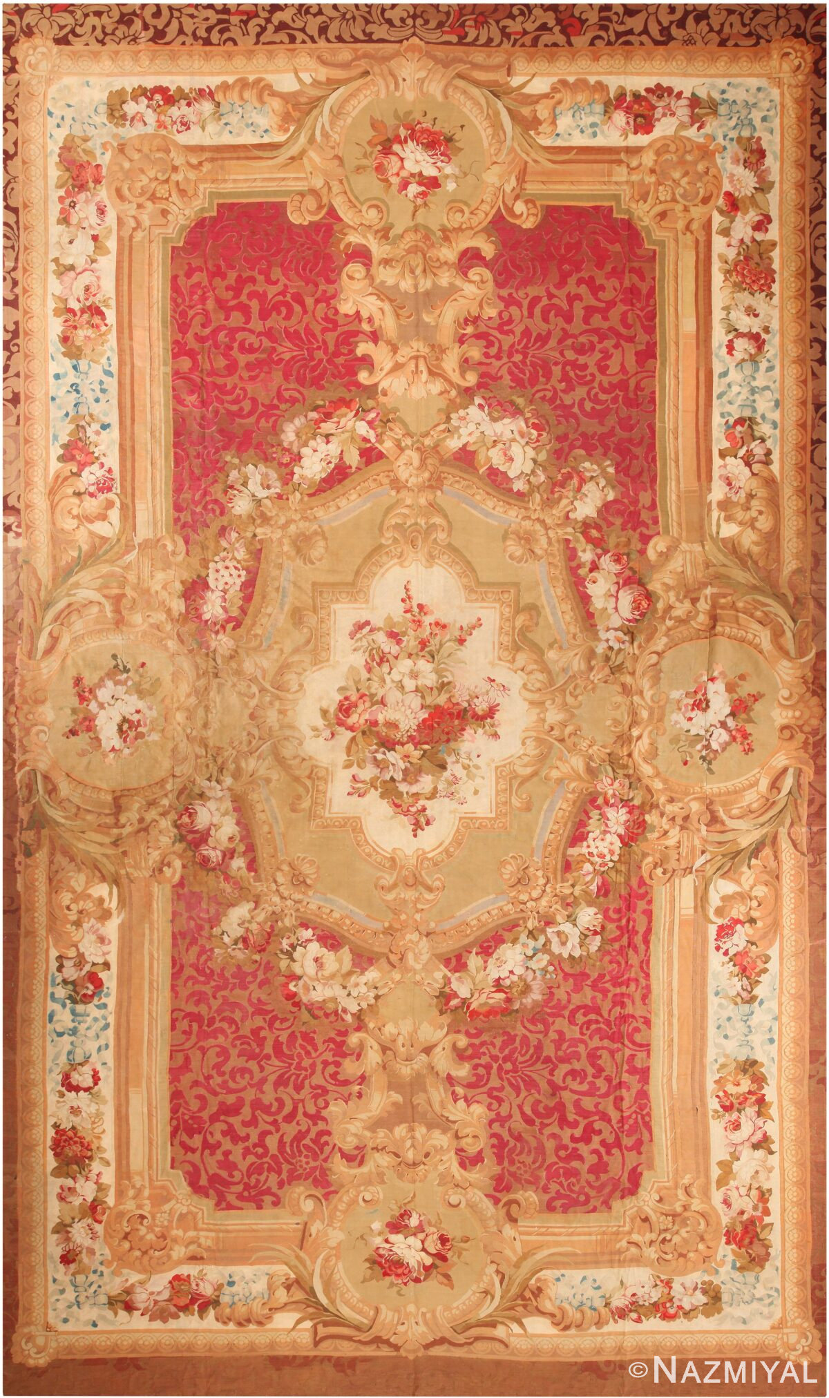Oversized Antique French Aubusson Rug 70926 by Nazmiyal Antique Rugs