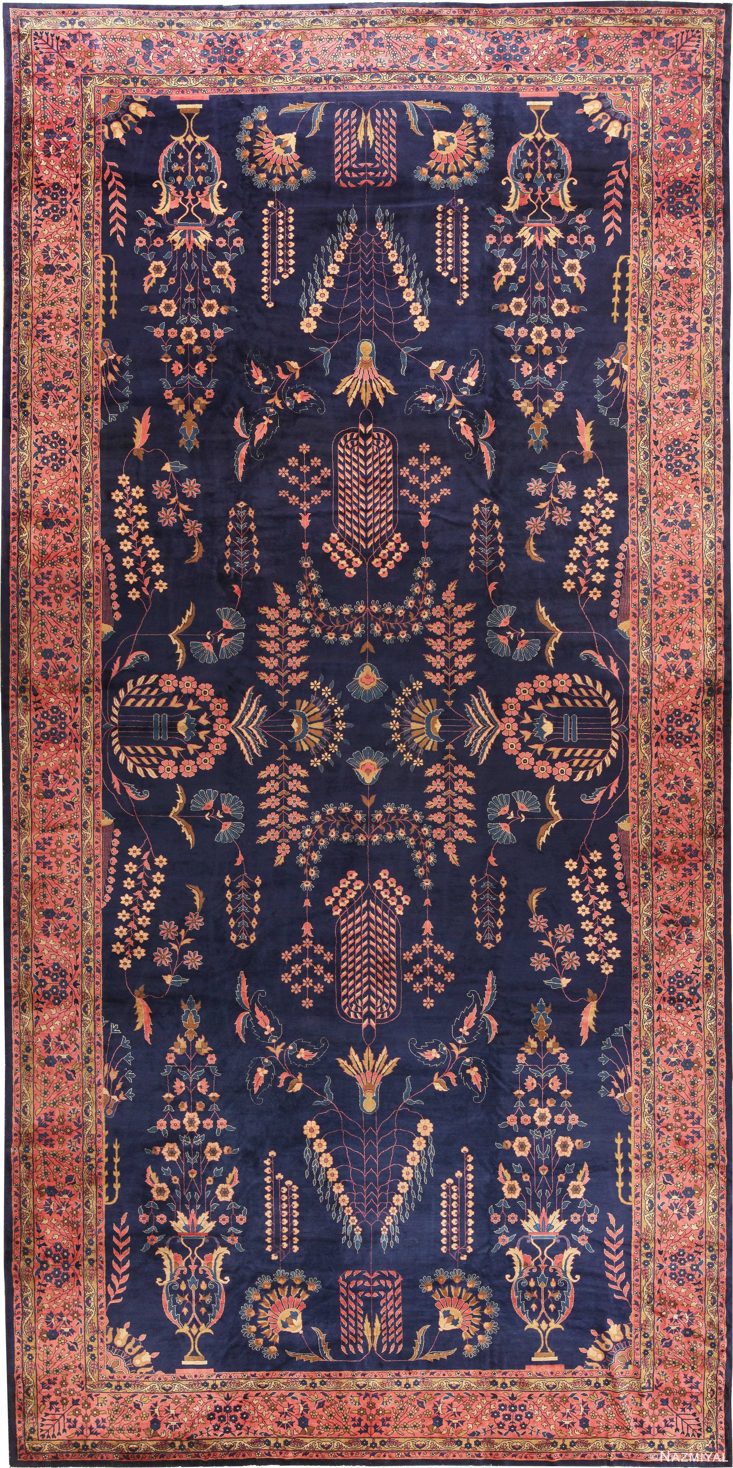 Blue Antique Indian Area Rug 70880, Navy Blue And Brown Area Rugs