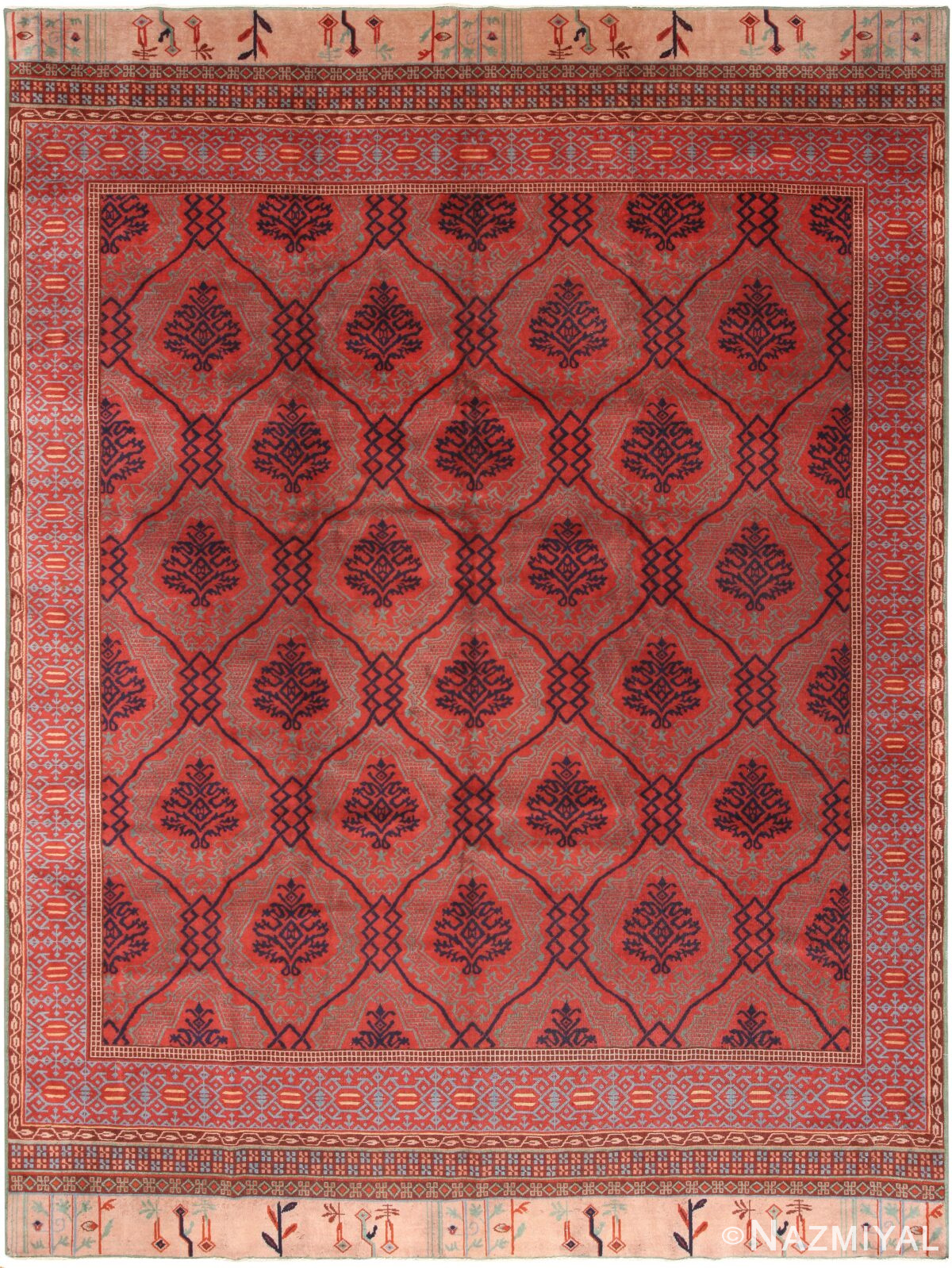 Red Antique Turkish Smyrna Area Rug 70930 by Nazmiyal Antique Rugs