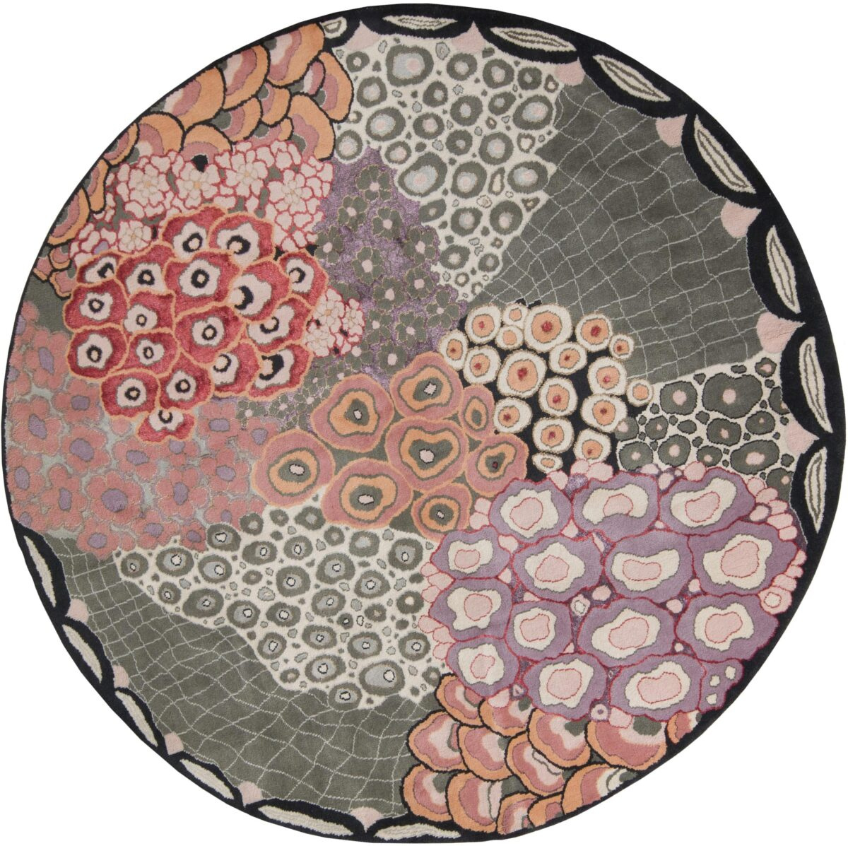 Round Colorful Mid Century Modern Rug 60755 by Nazmiyal Antique Rugs