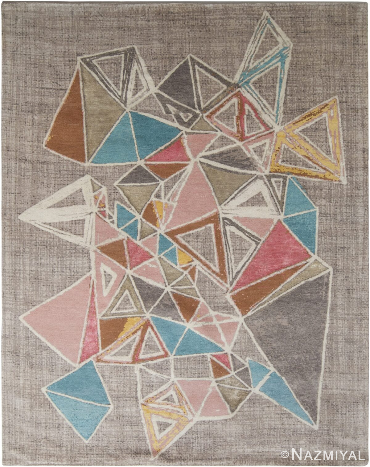 Triangle Design Mid Century Modern Area Rug 60758 by Nazmiyal Antique Rugs