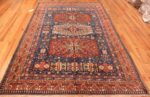 Whole View Of Blue Background Antique Persian Heriz Rug 70934 by Nazmiyal Antique Rugs