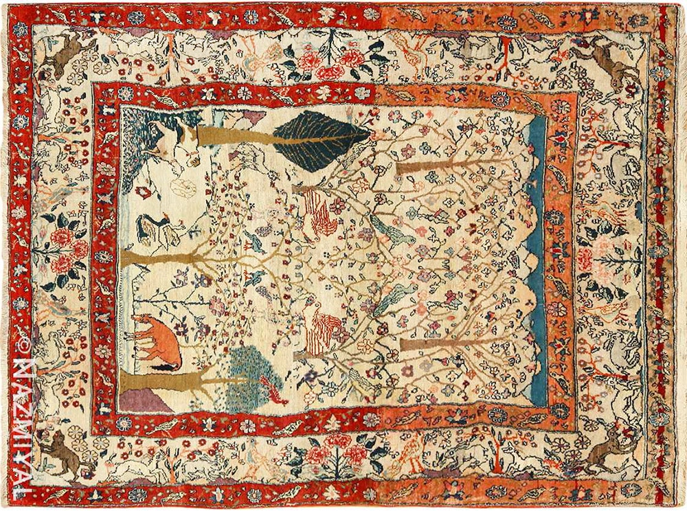 Antique Persian 4 x 6 size area rug by Nazmiyal Antique Rugs