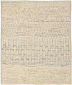 Beige Blue Color Geometric Modern Moroccan Rug 60777 by Nazmiyal Antique Rugs