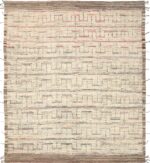 Beige Brown Geometric Modern Distressed Rug 60799 by Nazmiyal Antique Rugs