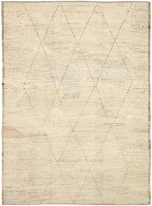 Beige Brown Geometric Modern Moroccan Rug 60776 by Nazmiyal Antique Rugs