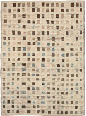 Beige Brown Square Modern Moroccan Rug 60783 by Nazmiyal Antique Rugs