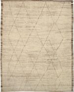 Brown Cream Geometric Modern Distressed Rug 60792 by Nazmiyal Antique Rugs