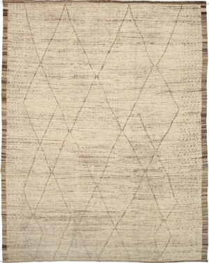 Brown Cream Geometric Modern Distressed Rug 60792 by Nazmiyal Antique Rugs