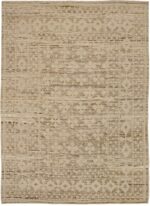 Brown Flower Geometric Modern Distressed Rug 60817 by Nazmiyal Antique Rugs