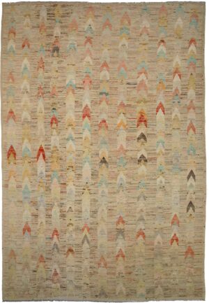 Brownstone Geometric Modern Distressed Rug 60808 by Nazmiyal Antique Rugs