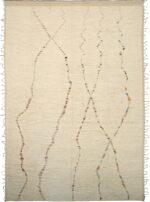 Cream Geometric Modern Distressed Rug 60804 by Nazmiyal Antique Rugs