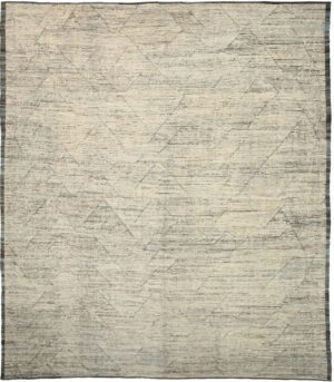 Charcoal Geometric Modern Distressed Rug 60794 by Nazmiyal Antique Rugs