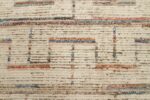 Close Up Of Beige Brown Geometric Modern Distressed Rug 60799 by Nazmiyal Antique Rugs