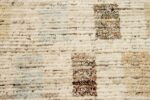 Close Up Of Brown Beige Light Beige Modern Distressed Rug 60788 by Nazmiyal Antique Rugs