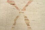 Close Up Of Cream Geometric Stripe Modern Distressed Rug 60793 by Nazmiyal Antique Rugs