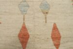 Close Up Of Cream Orange Color Geometric Modern Moroccan Rug 60778 by Nazmiyal Antique Rugs