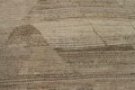 Close Up Of Dark Brown Beige Color Geometric Modern Distressed Rug 60830 by Nazmiyal Antique Rugs