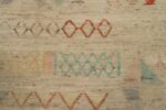 Close Up Of Green Colorful Geometric Modern Distressed Rug 60821 by Nazmiyal Antique Rugs