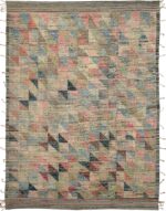 Colorful Modern Distressed Rug 60795 by Nazmiyal Antique Rugs