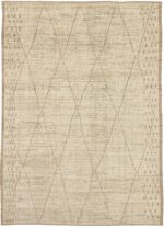 Cream Brown Geometric Modern Moroccan Rug 60780 by Nazmiyal Antique Rugs