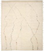Cream Geometric Modern Distressed Rug 60790 by Nazmiyal Antique Rugs
