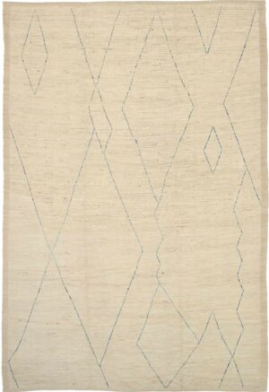 Cream Geometric Modern Moroccan Rug 60779 by Nazmiyal Antique Rugs