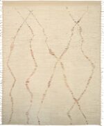 Cream Geometric Stripe Modern Distressed Rug 60793 by Nazmiyal Antique Rugs