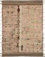 Dark Brown Orange Geometric Modern Distressed Rug 60834 by Nazmiyal Antique Rugs