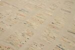 Detail Of Beige Colorful Modern Distressed Rug 60819 by Nazmiyal Antique Rugs