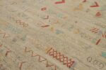 Detail Of Green Colorful Geometric Modern Distressed Rug 60821 by Nazmiyal Antique Rugs