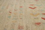Details Of Green Colorful Geometric Modern Distressed Rug 60821 by Nazmiyal Antique Rugs
