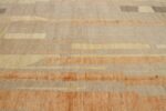 Details Of Taupe Orange Geometric Modern Distressed Rug 60816 by Nazmiyal Antique Rugs