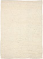 Ivory Geometric Modern Moroccan Rug 60781 by Nazmiyal Antique Rugs