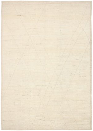 Ivory Geometric Modern Moroccan Rug 60781 by Nazmiyal Antique Rugs