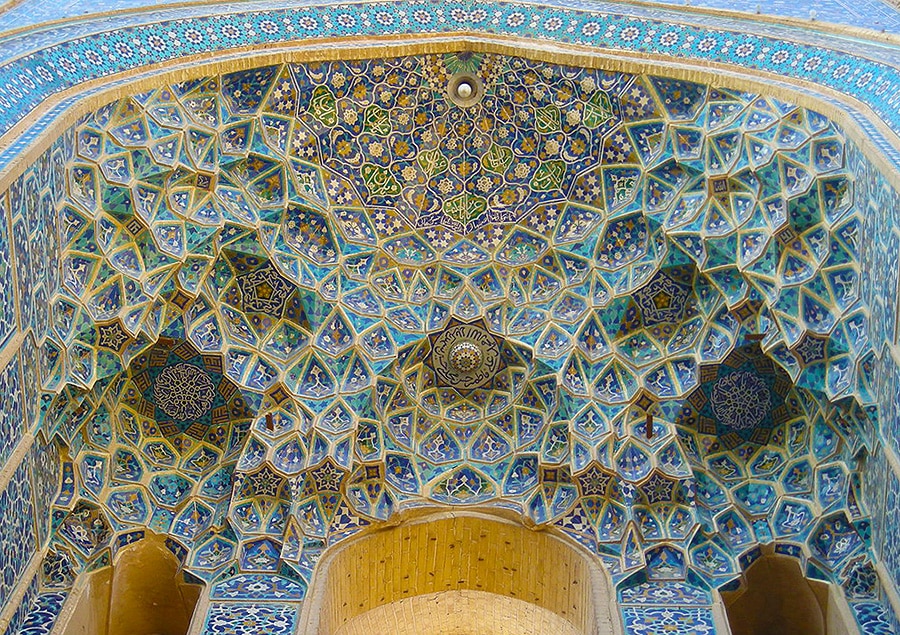 Kaleidoscope Geometry At Jameh Mosque in Yazd Iran by Nazmiyal Antique Rugs