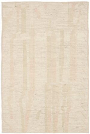 Light Beige Orange Modern Distressed Rug 60823 by Nazmiyal Antique Rugs