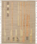 Taupe Orange Geometric Modern Distressed Rug 60816 by Nazmiyal Antique Rugs