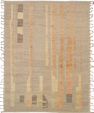 Taupe Orange Geometric Modern Distressed Rug 60816 by Nazmiyal Antique Rugs