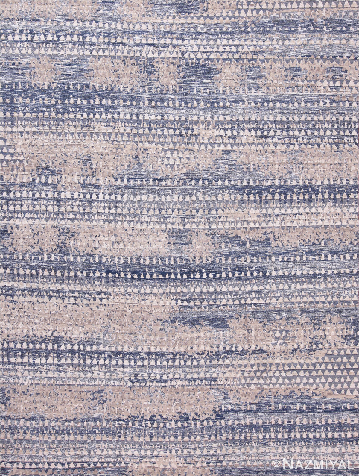 Silk And Wool Abstract Blue Modern Boutique Area Rug 60771 by Nazmiyal Antique Rugs