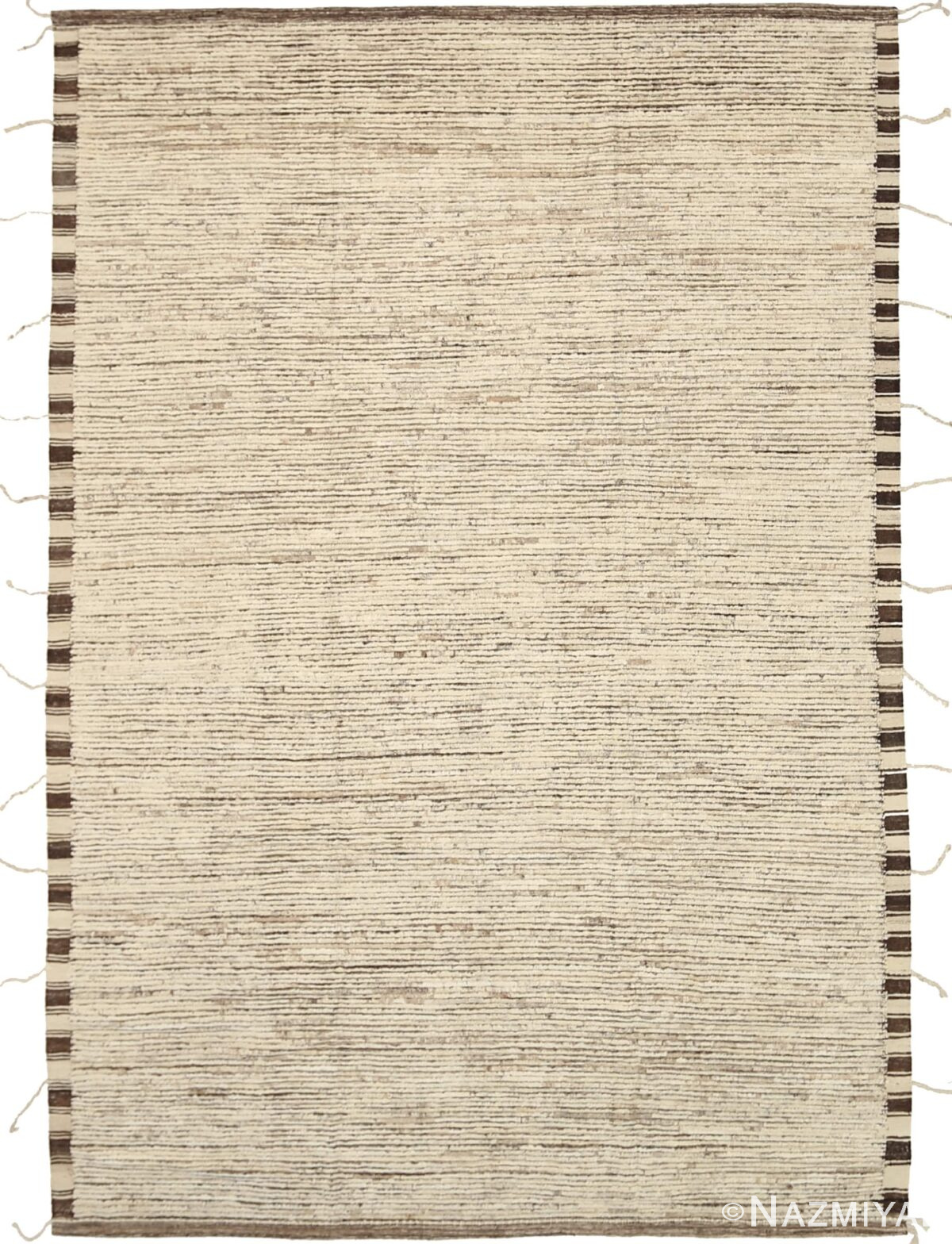 Beige Brown Color Textured Modern Distressed Rug 60826 by Nazmiyal Antique Rugs