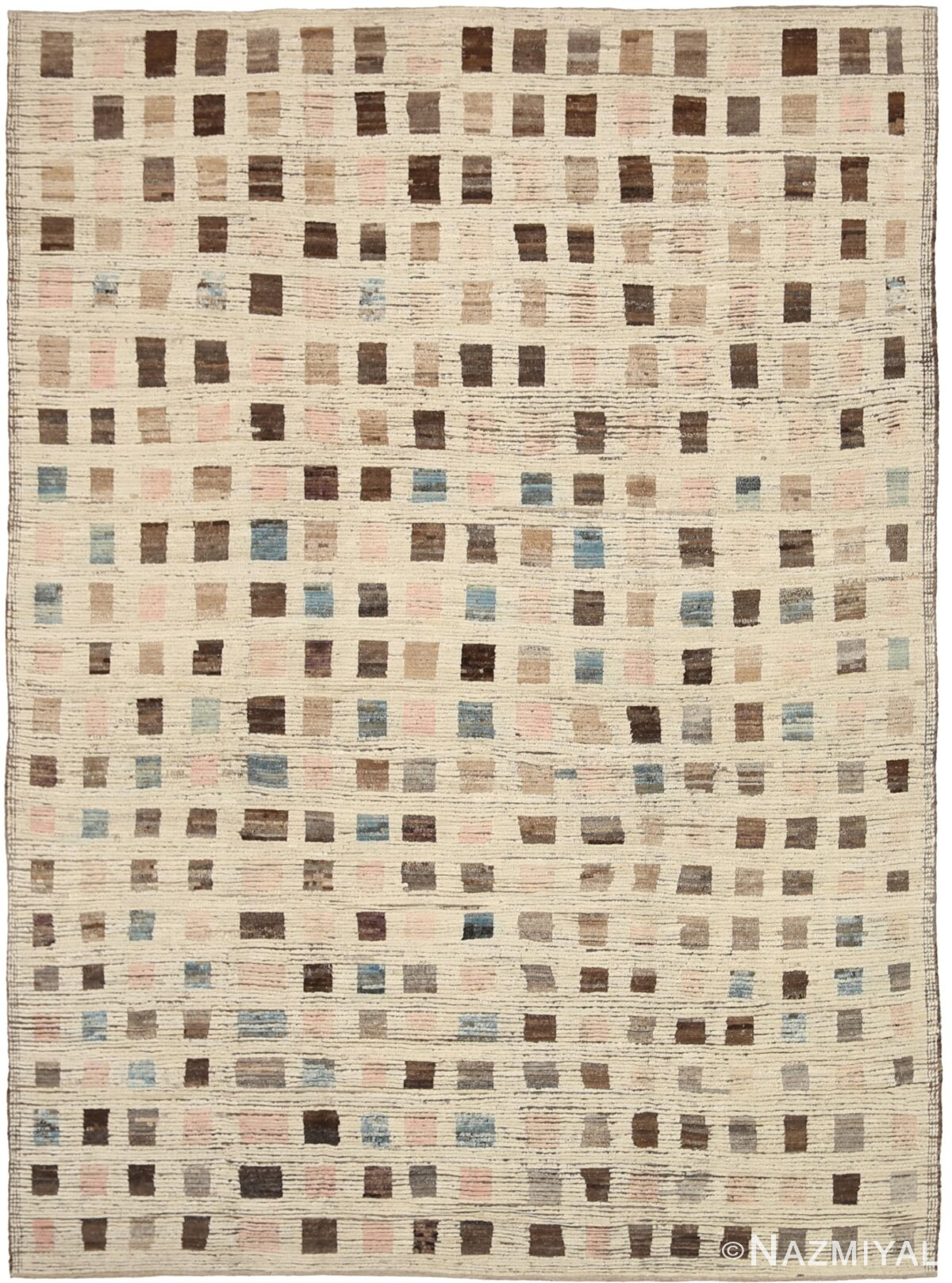 Beige Brown Square Modern Moroccan Rug 60783 by Nazmiyal Antique Rugs